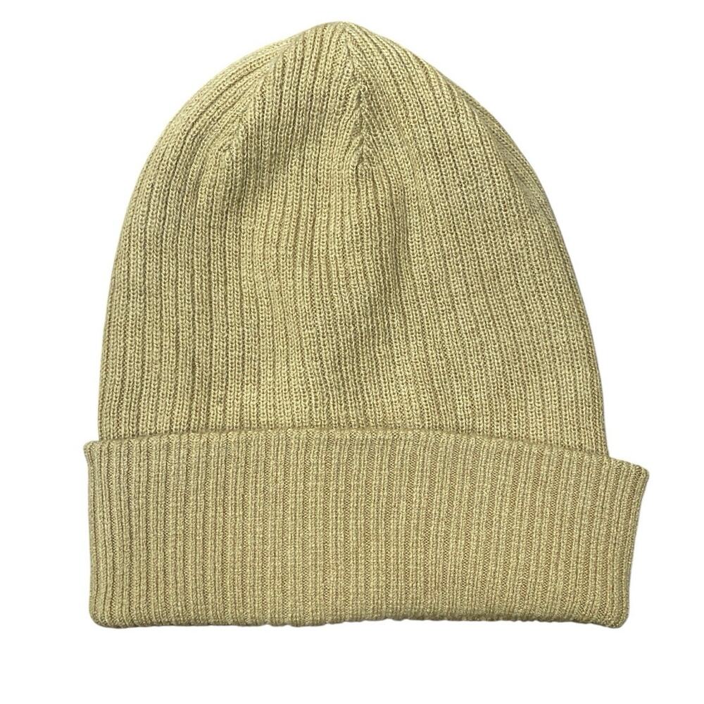 Aritzia Sunday Best Womens Brown Rib Knit Cuffed Fold Up Beanie Cap Hat One Size